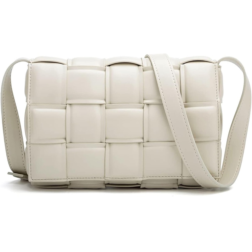 WOVEN WHITE CROSSBODY HANDBAG PURSE CLUTCH SHOULDER MESSENGER BAG